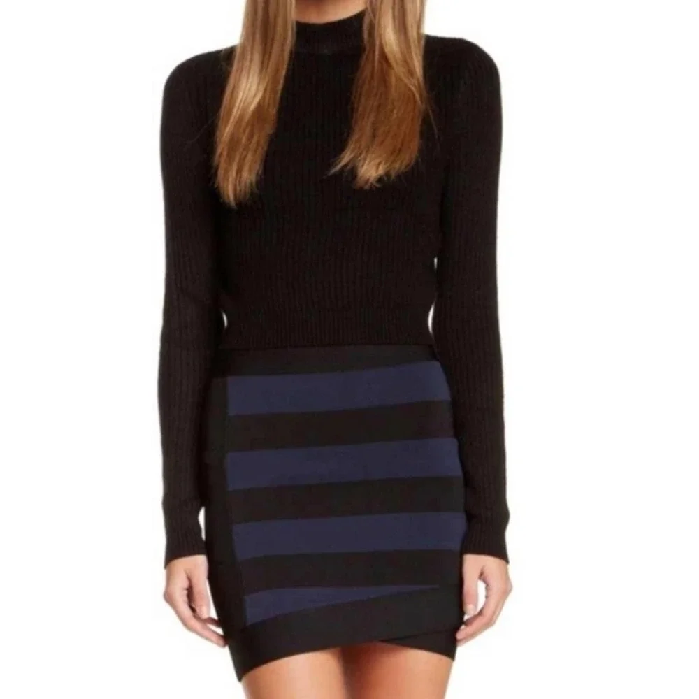 BCBG Max Azria Alina Striped Bandage Pencil Skirt